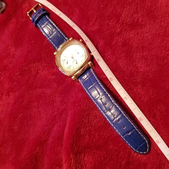 Gossip GSP828 Womens Chronograph Watch Rose Gold Blue Croco Leather Band Analog - Picture 10 of 10